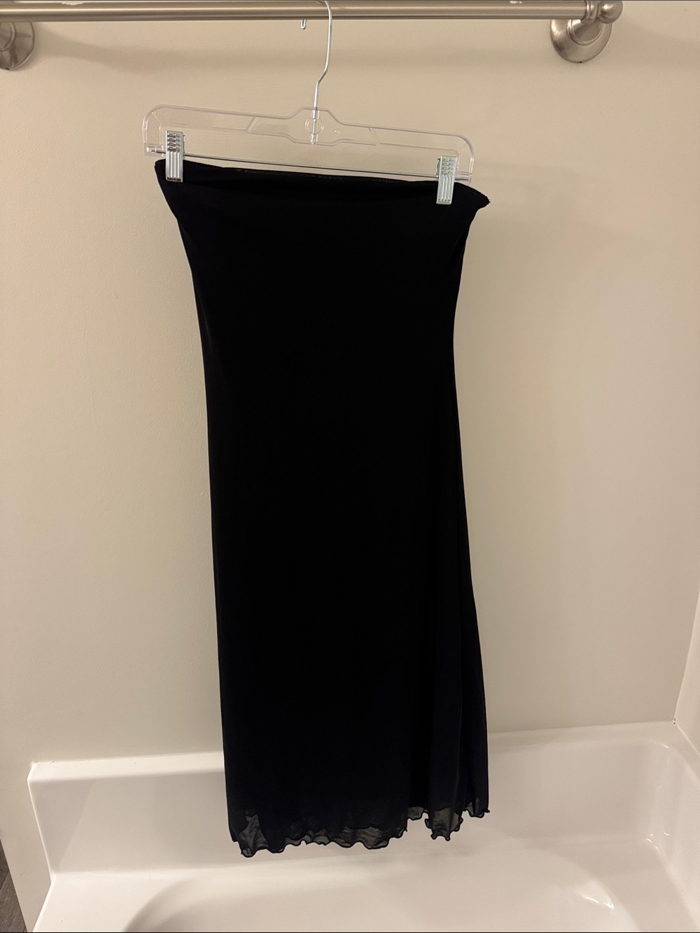 SHEIN Black Maxi Skirt with Subtle Sheer Hem